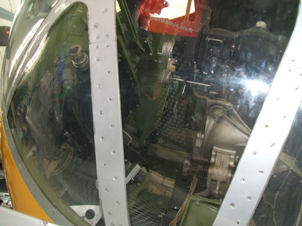 B-29 Superfortress. View up though nose.
