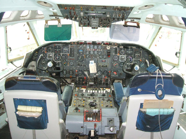 Vickers VC10 cockpit. The VC10 operated on long-distance routes from the shorter runways of the 1960s. Later, it operated as a fuel tanker for in-flight refueling.