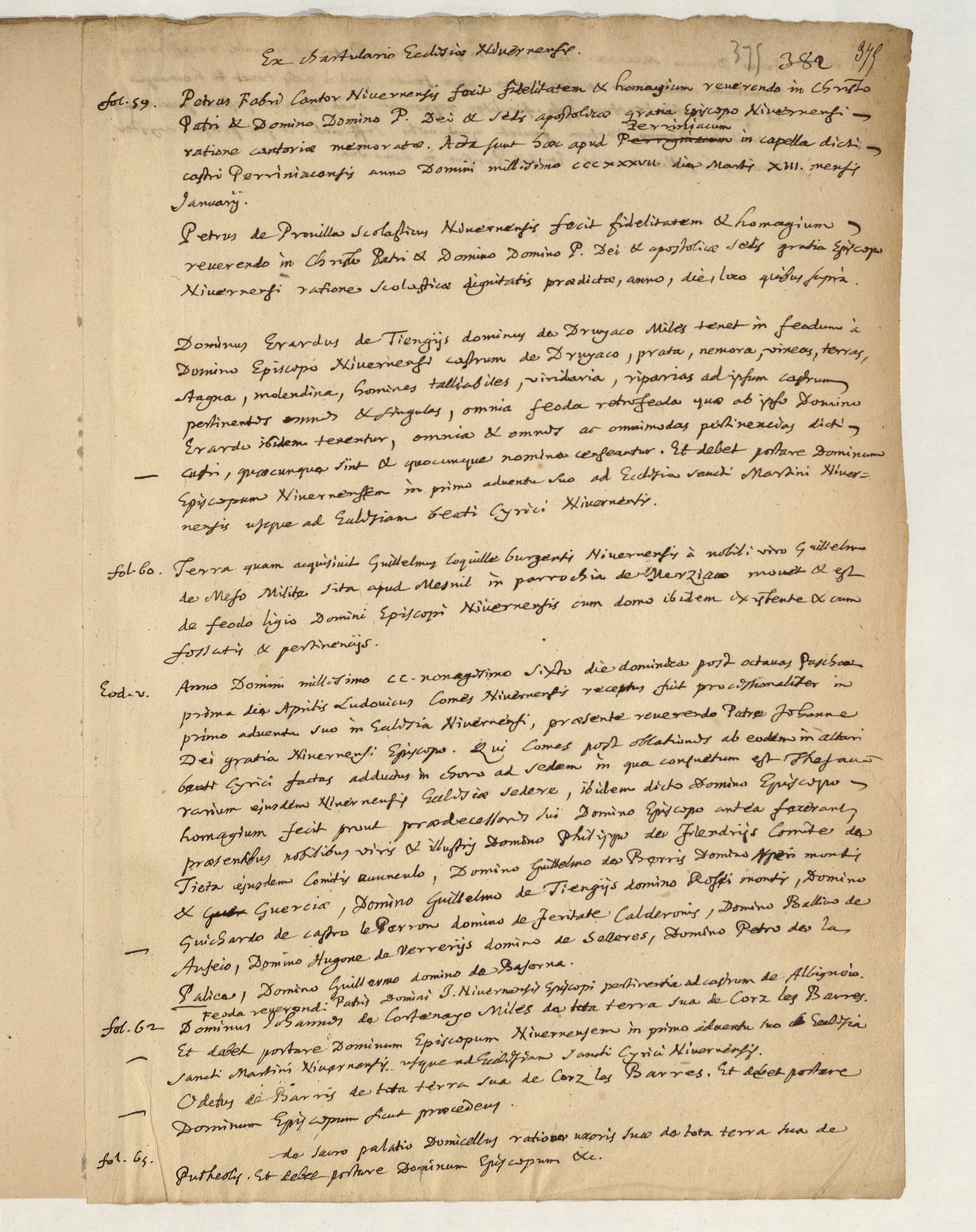 Recto for Volume 74, Folio 375 of Etienne Baluze Personal Cabinet Papers